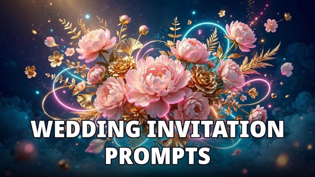 ai image prompts for wedding invitations - elegant floral wedding invitation artwork