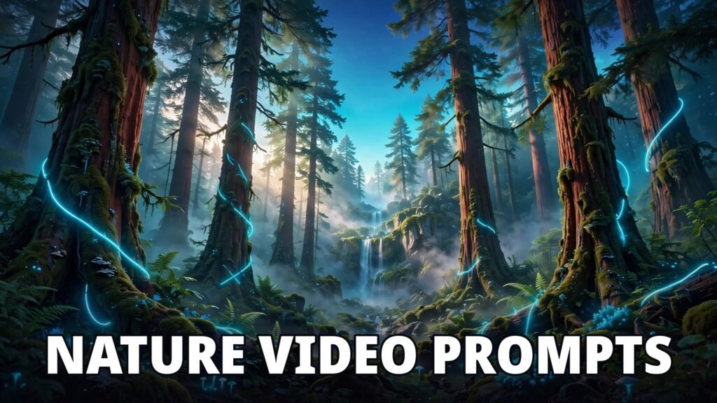 AI nature video prompts - misty forest scene