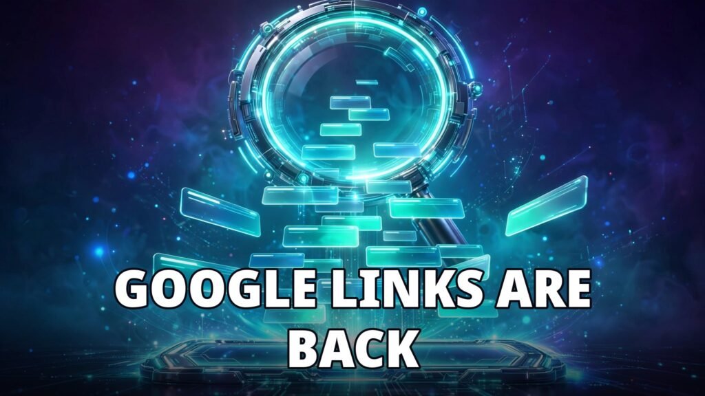 Google AI Mode links update concept art — glowing search links